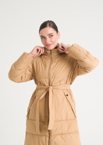 Fermuar Detaylı Kaz Tüylü Şişme Kaban