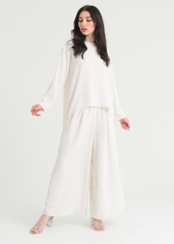 Asimetrik Bluzlu Pantolonlu Takım