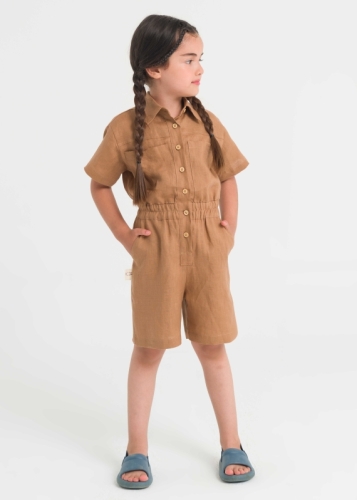 Short Linen Baby Girl Jumpsuit