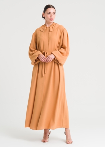 Topcoat With Balloon Sleeves and Belt