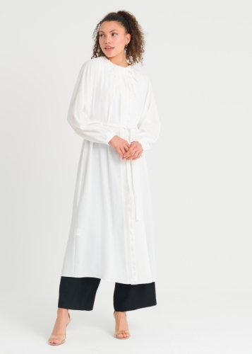 Sıfır Yaka Fırfır Detaylı Kap