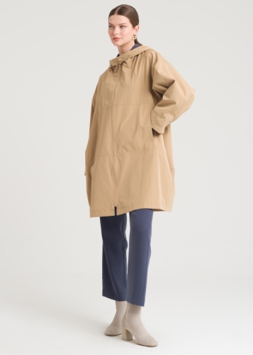 Spor Dikişli Kapşonlu Trençkot