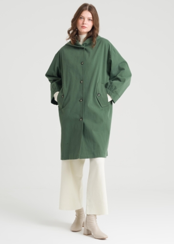 Düşük Kol Kapşonlu Trençkot