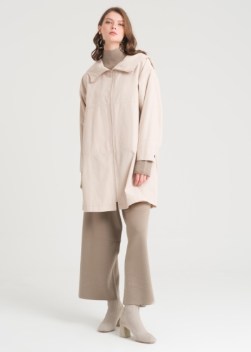 Spor Dikişli Kapşonlu Trençkot