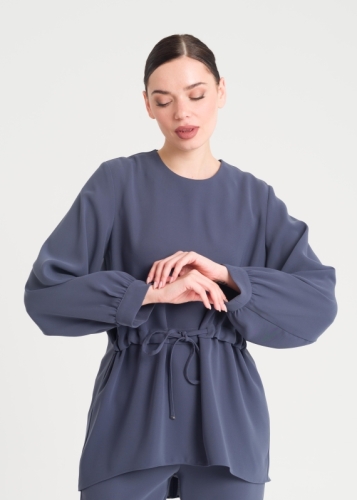 تونيك قصير مزموم الخصر 