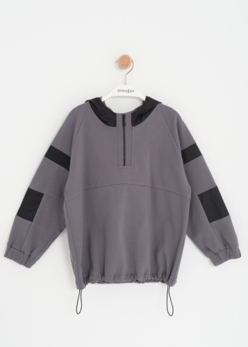 Unisex Kids Sweat with Zipper Detail