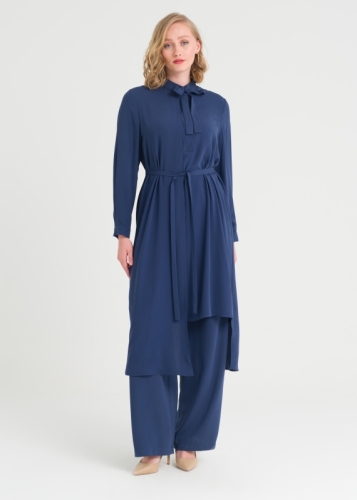 تونيك غير متناظر بياقة ربط