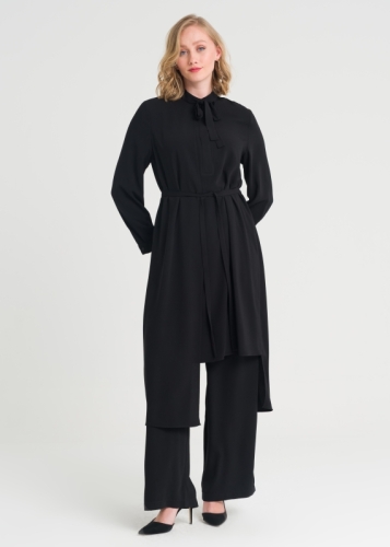 Asymmetrical Tie Collar Tunic
