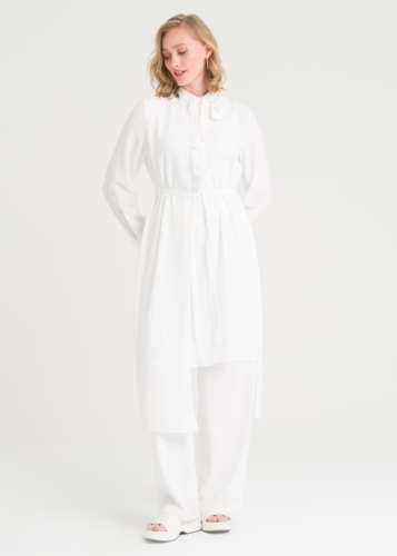 تونيك غير متناظر بياقة ربط