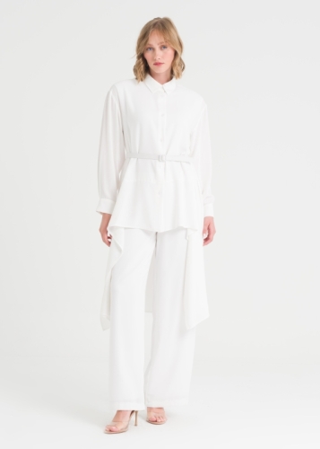 تونيك غير متناظر بأكمام منخفضة