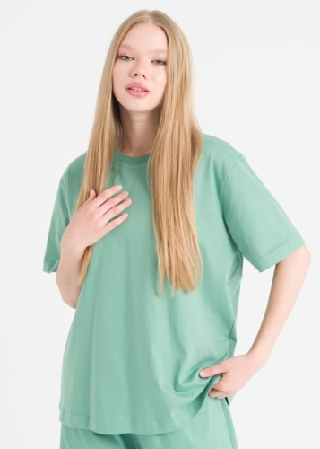  تي شيرت مريح بياقة الدراجة