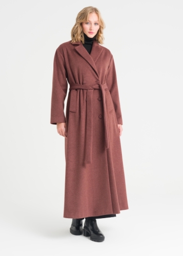  معطف مزدوج الصدر مغلق بحزام