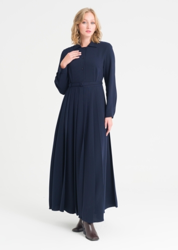 Pileli ve Kemerli Elbise