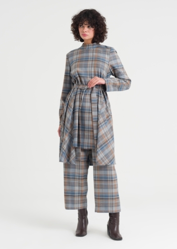 Ekoseli Tunik - Pantolon Takım