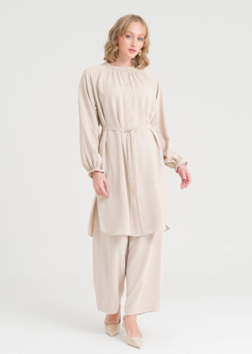 Tunic with gathered neckline