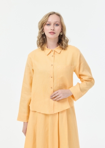 Cepli Detaylı Keten Bluz