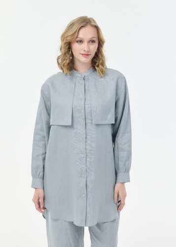 تونيك كتان بتفاصيل مقطّعة