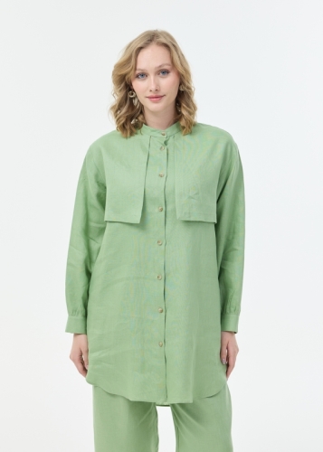 تونيك كتان بتفاصيل مقطّعة