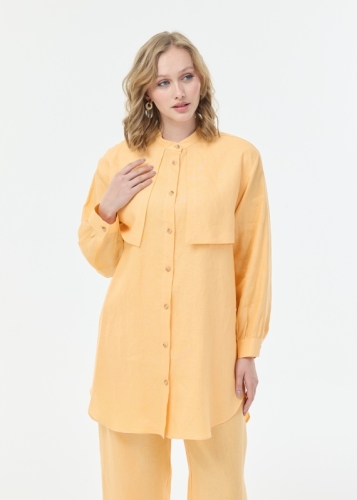 تونيك كتان بتفاصيل مقطّعة