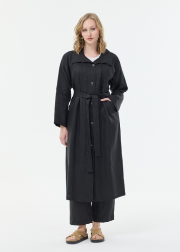 Reglan Kol Geniş Yaka Keten Kap