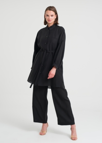 Tunic with Dropped Shoulders and Belt