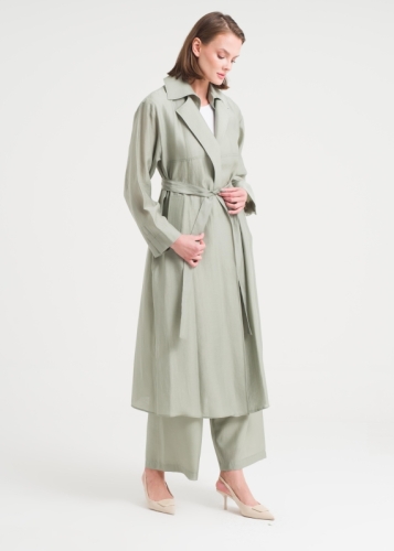 Ceket Yaka Kemerli Kap