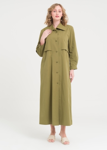 Long Coat with Wide Collar and Front Buttons