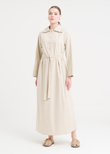 فستان بحياكة رياضية وحزام