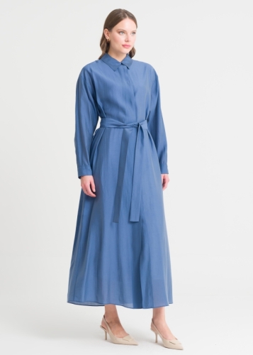 معطف طويل بأزرار للإغلاق