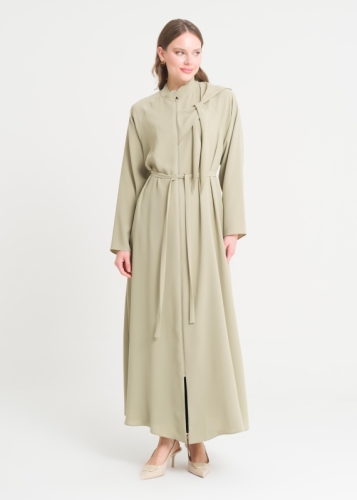 Fermuarlı Yaka Detaylı Pardesü