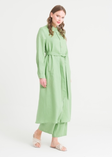 Düğme Kapama Keten Kap