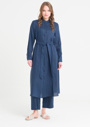 Düğme Kapama Keten Kap