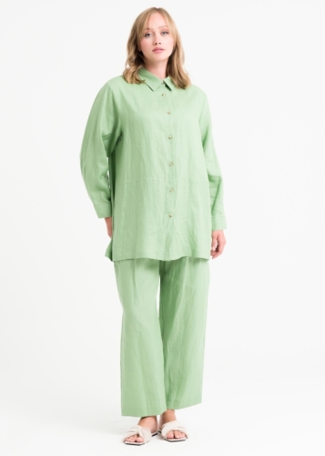 تونيك من الكتان بأكمام منخفضة