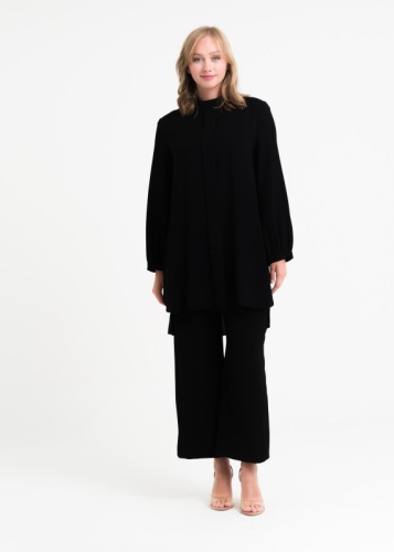 تونيك غير متماثل بياقة القاضي