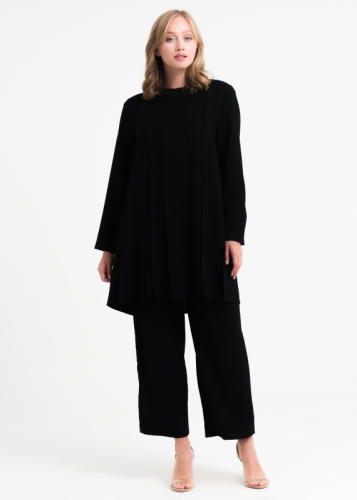 Sıfır Yaka Pileli Tunik