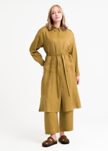 تونيك من الكتان بتفاصيل كتف (أزرار الكتف)