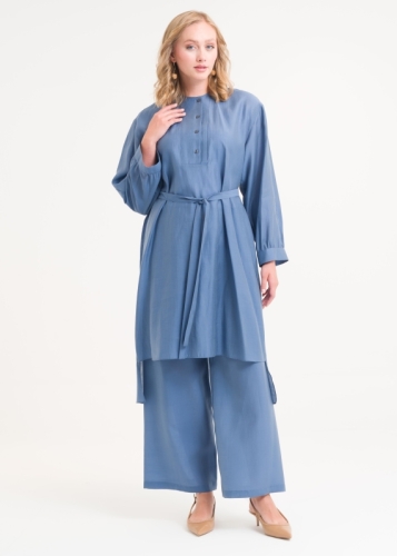 تونيك بياقة مستديرة غير متماثلة