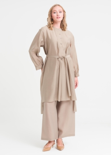 تونيك بياقة مستديرة غير متماثلة