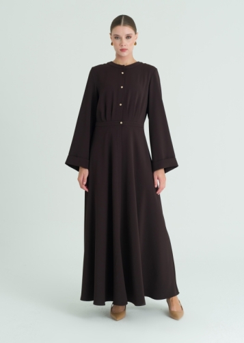 Kolu Katlamalı Bisiklet Yaka Elbise