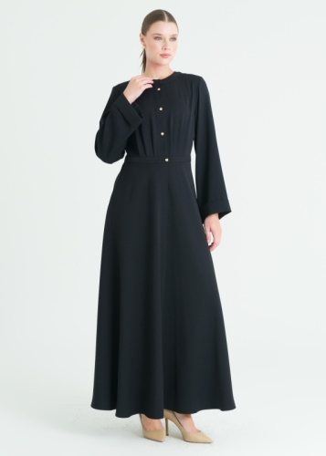 Kolu Katlamalı Bisiklet Yaka Elbise