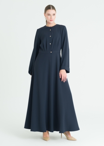 Kolu Katlamalı Bisiklet Yaka Elbise