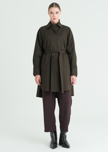 Raglan Sleeve Belted Trench Coat