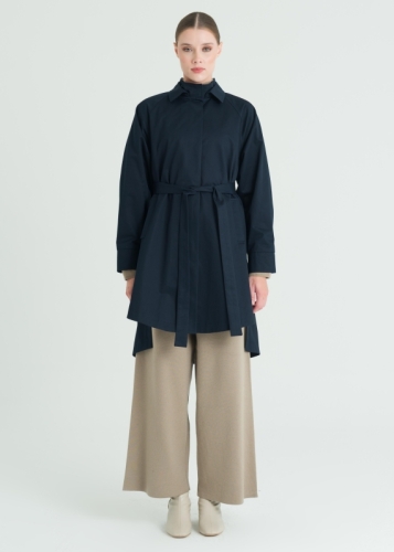 Raglan Sleeve Belted Trench Coat