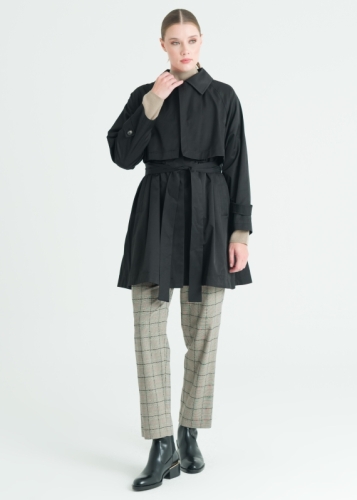 Allerli Beli Büzgülü Trençkot