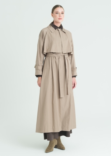 Allerli Beli Büzgülü Pardesü