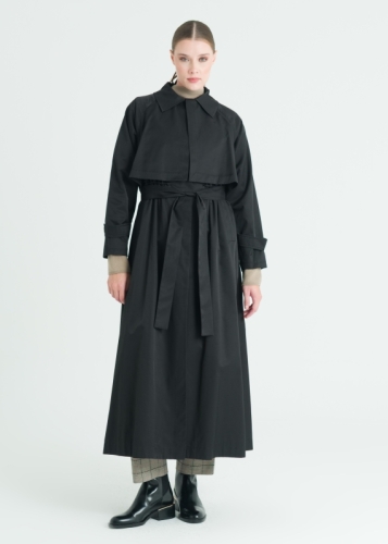 Allerli Beli Büzgülü Pardesü