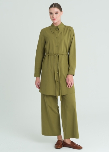 Sivri Yaka Kemerli Tunik