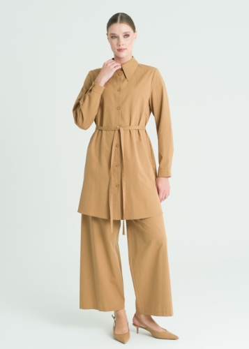 Sivri Yaka Kemerli Tunik