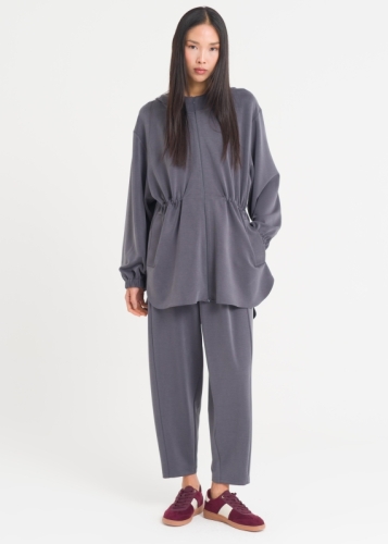 Beli Büzgülü Kapşonlu Tunik