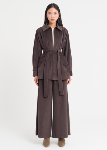 Long Velvet Jacket with Zipper